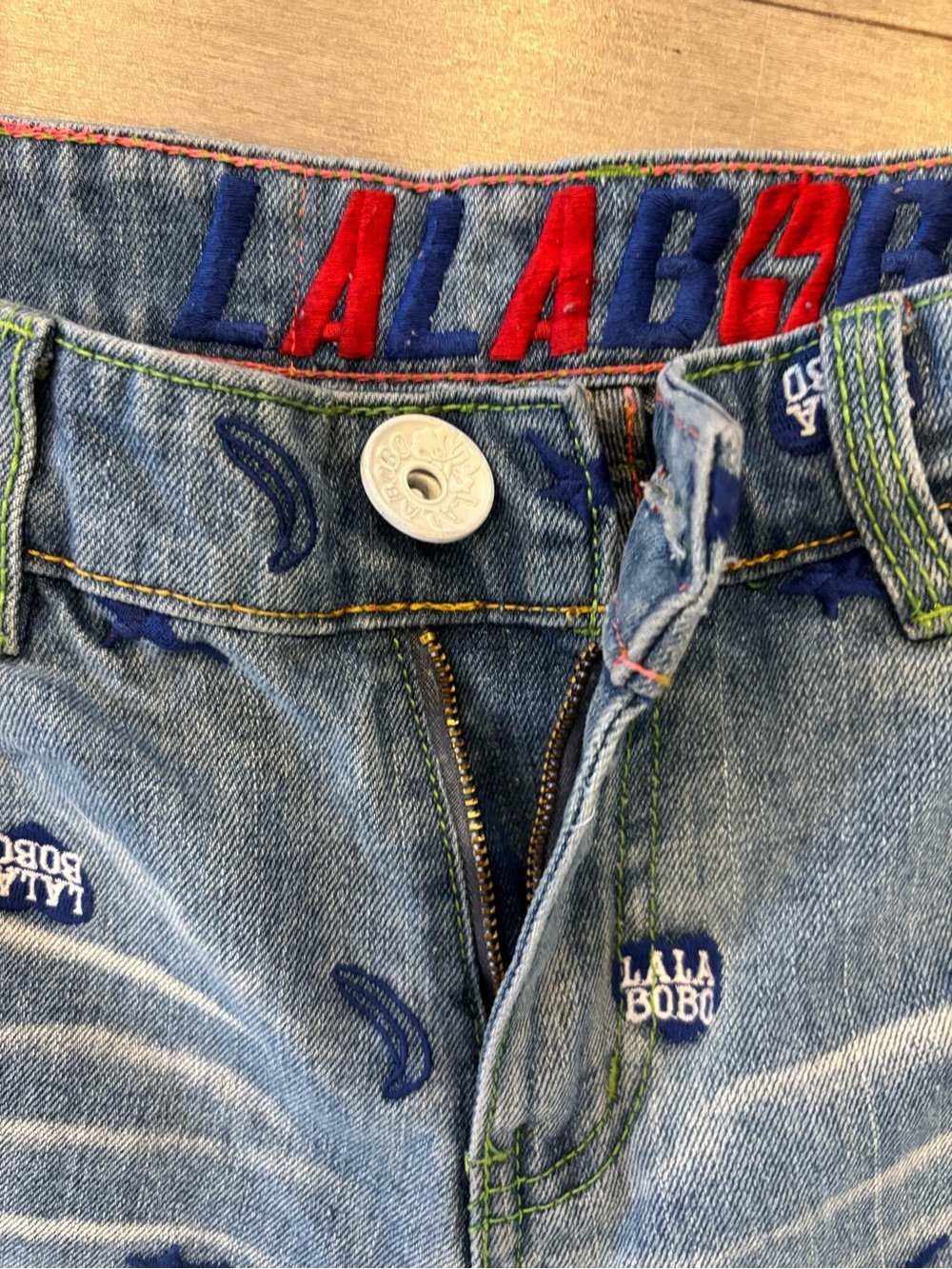 Women's Blue Embroidered Denim Shorts - Picture 8 of 15